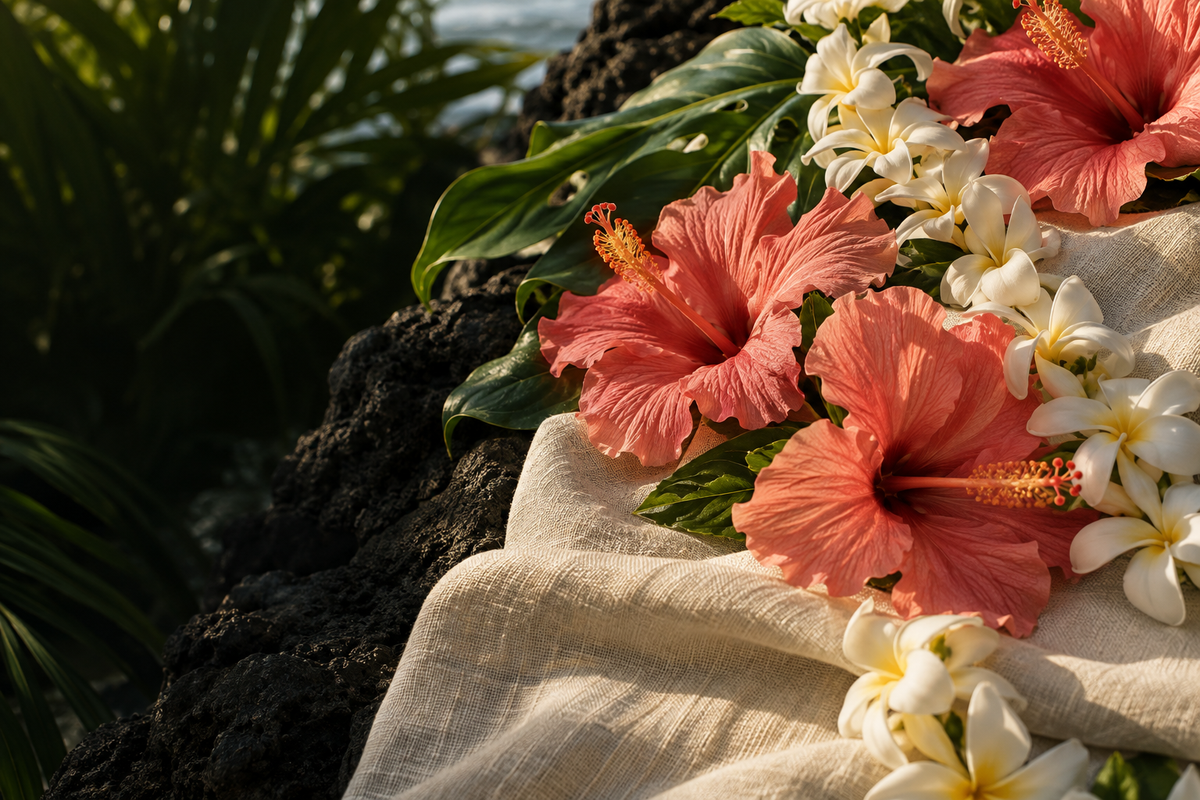 Island-inspired floral composition